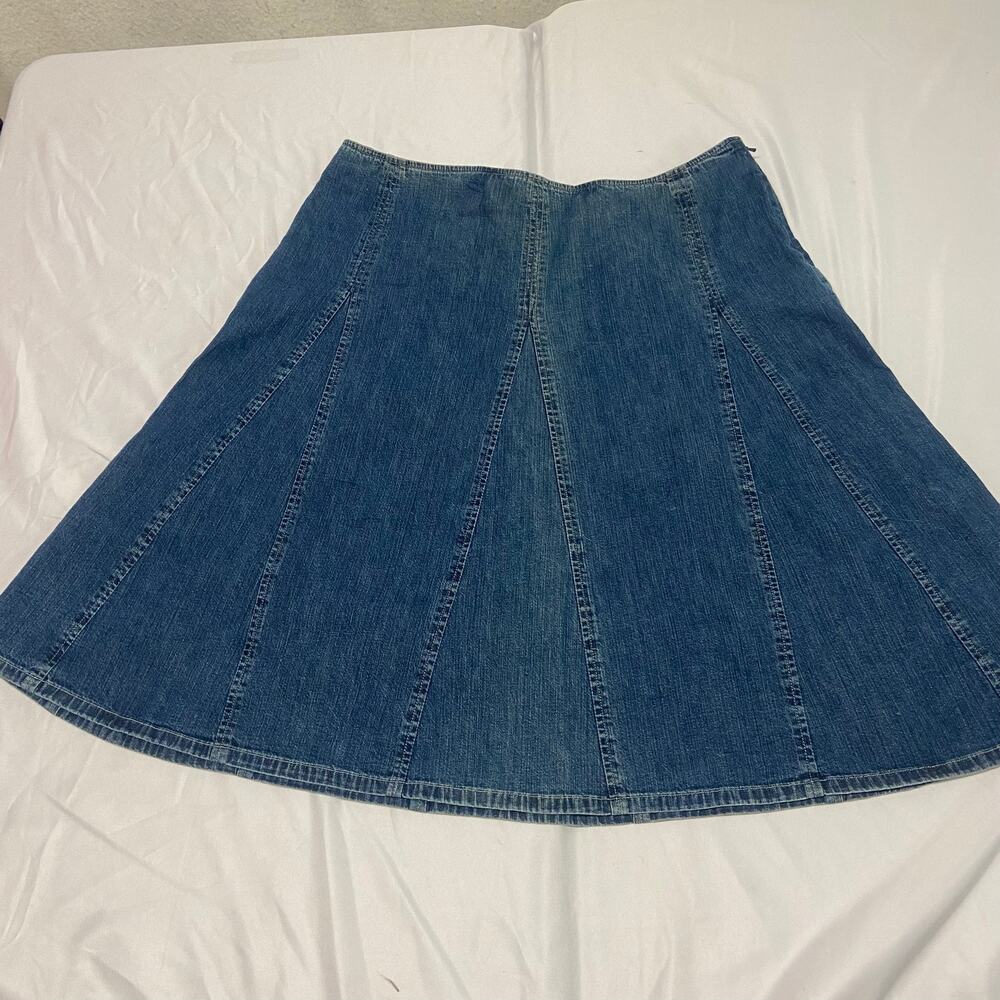 Jones New York Sport Skirt Panel Flare Denim Side Zip Y2K 90's Size 16 Hygge GUC